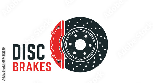 Illustration of a car disc brake system with text.