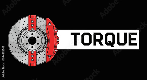Performance Brake Disc and Caliper with Torque Text.