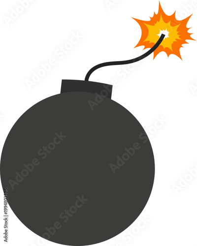 Cartoon Bomb With Burning Fuse