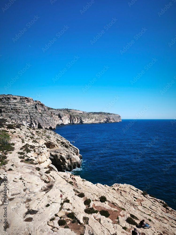Fototapeta premium Blue Wall and Grotto - Malta - Landscape of Malta cliffs