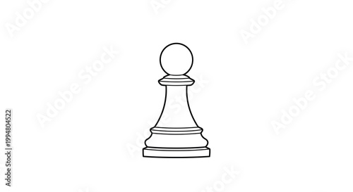 A simple black and white line drawing depicts a single chess pawn isolated on a white background