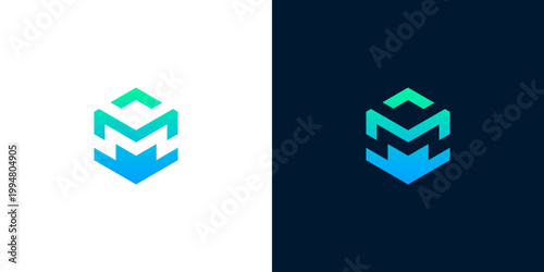 Abstract geometric hexagon logo symbol design, modern minimalist hexagon emblem for technology or business brand identity