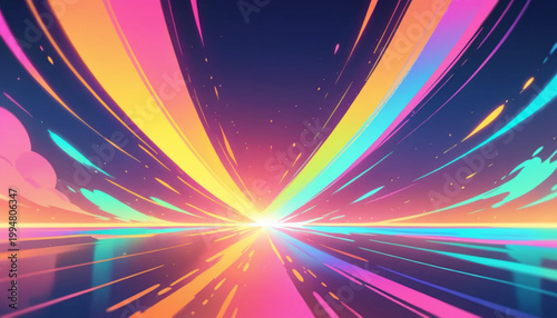 Colorful light leak effect with vibrant gradient tones, soft glow, cinematic lighting, abstract background