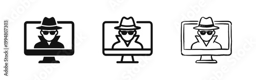 Cyber Security Icon Set - Hacker, Spy, and Online Privacy Symbols