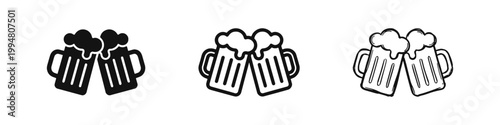 Beer Mug Icon Set - Celebration, Toasting, and Pub Drink Symbols
