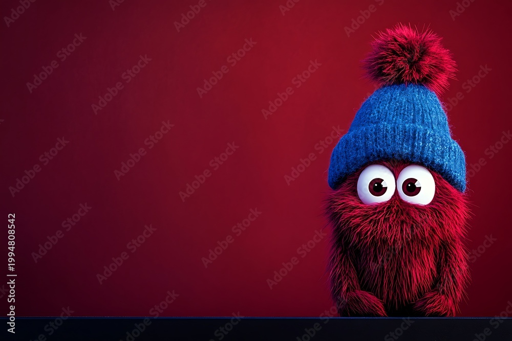 Fototapeta premium Whimsical monster in winter gear