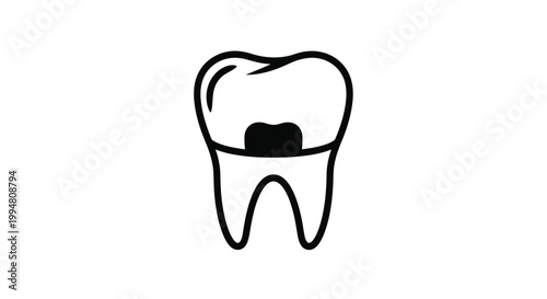 Simple illustration of a molar tooth with a dark solid silhouette