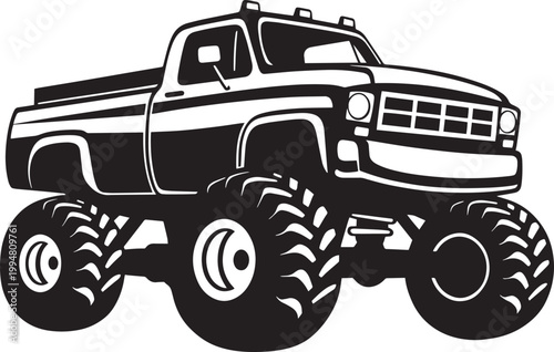 Black monster truck with large tires