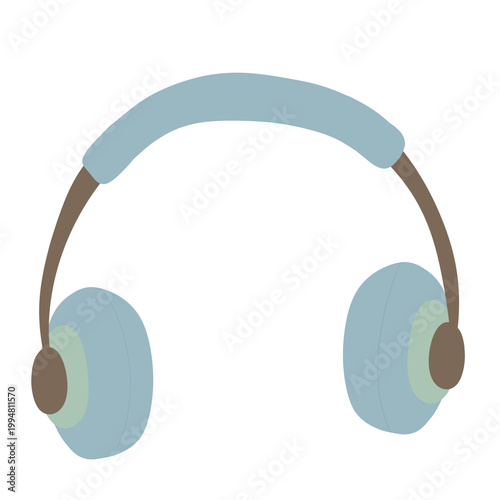 Headphones flat design icon, music aesthetic clipart, minimal audio accessory illustration for social media and lifestyle content