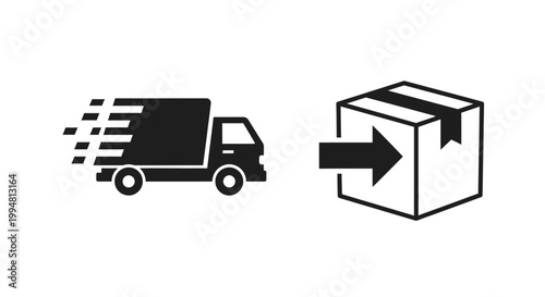 Delivery truck dropping off a package.