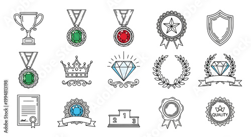 Collection of various award icons and symbols.