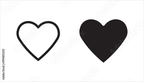 Heart icon set. Heart linear icon. Hearts vector collection.