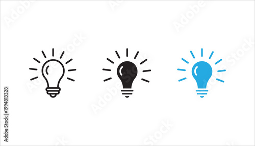 Lightning in light bulb icon. Light bulb symbol with a lightning bolt inside. Vector illustration.