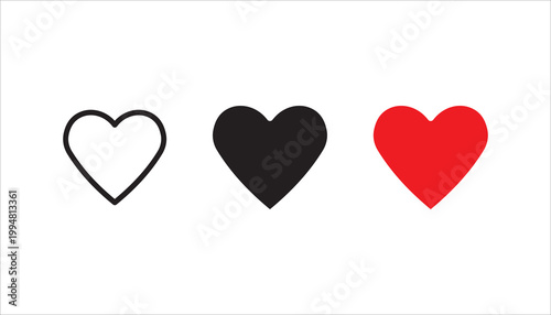 Heart icon set. Heart linear icon. Hearts vector collection.