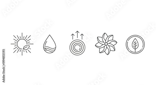 Eco friendly icons set for sustainable living.