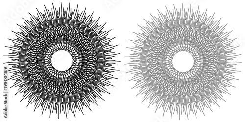 Comic book black and white radial lines background Rectangle fig