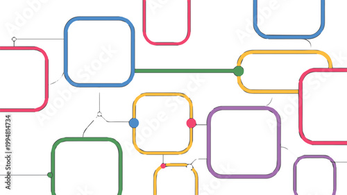 network system visualization with multicolor rounded nodes and links