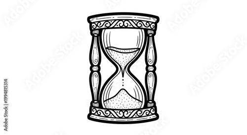 Vintage hourglass with intricate design and sand flowing inside