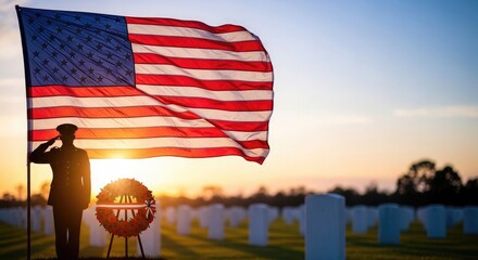 American flag at sunset a salute to honor and remembrance