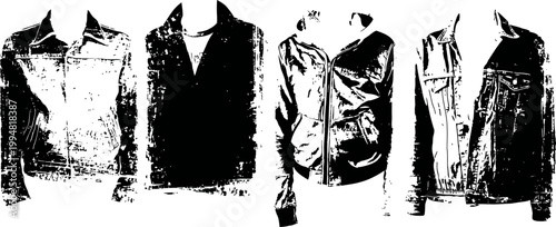 variety of fashion jackets including denim, leather, and casual styles displayed on mannequins