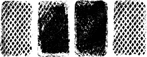 Set of distressed grunge rectangular texture backgrounds with diamond mesh pattern