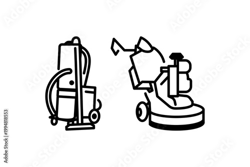 Cleaning machine line icon. Floor care and cleaning service. Vector illustration sign for web graphic. black line object isolated on white background