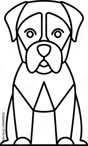 Minimalist line art dog portrait simple geometric dog outline illustration