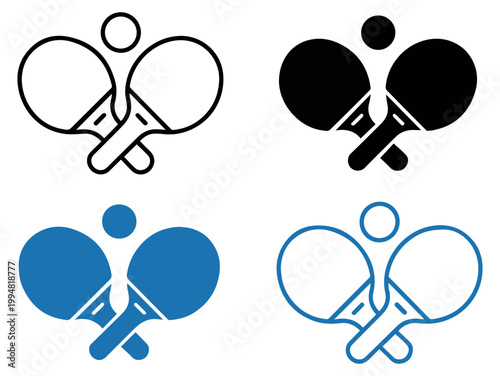 table tennis equipment icon set for ping pong game