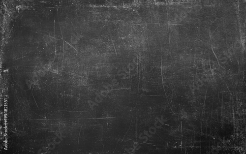 Empty Black Chalkboard Texture. Old School Blackboard Frame with Subtle White Chalk Smudges. 