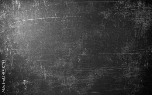 Dark Grungy Wall Texture with White Scuffs and Dust. Empty Black Chalkboard Texture