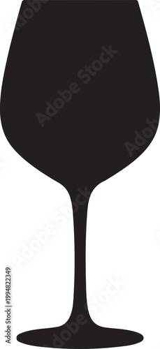 Wine glass, black silhouette, vector icon, glassware, drinkware