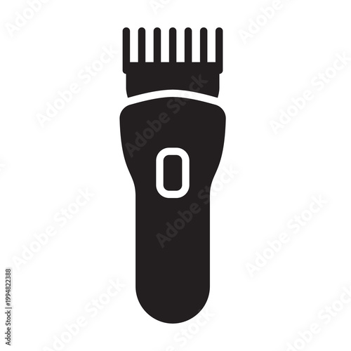 Solid vector illustration of an electric fabric shaver or lint remover for garment care.