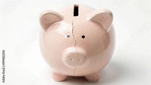 Cracked Piggy Bank with Empty Interior Symbolizing Financial Struggles