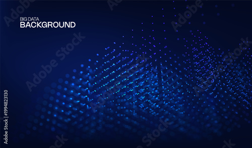 Abstract digital data for technology background network and cyber science ai. Big vector tech for business 3d blue and future artificial bg. Abstract futuristic information for technology.