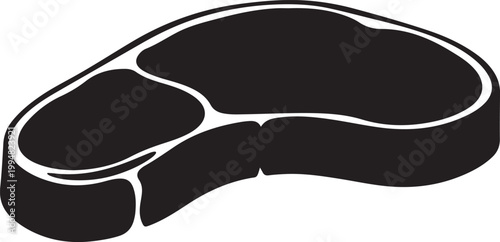 Photos Raw beef steak, black silhouette, vector cutout, meat icon