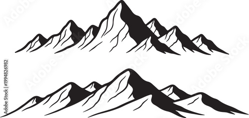 Mountain landscape hand draw vector illustration