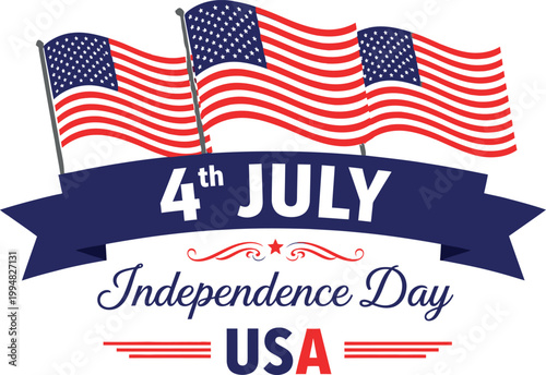 Festive fourth of july illustration celebrating american independence day with flags and patriotic embellishments