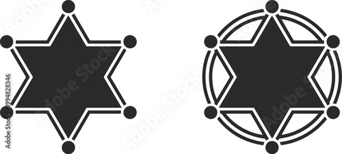 Sheriff star badge flat icon vintage western six point cowboy officer vector illustration