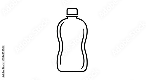 A simple line drawing depicts a plastic bottle with a cap illustrating a common container shape high quality