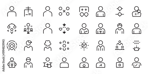 Comprehensive Set of User Profile and Social Interaction Outline Icons
