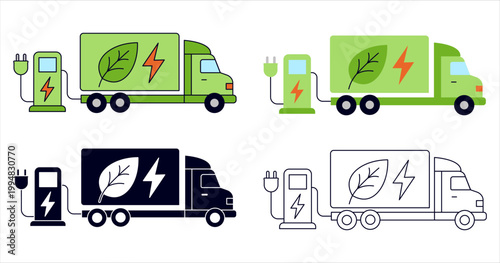 Electric Cargo Truck Charging at Station for Green Logistics and Eco Friendly Delivery