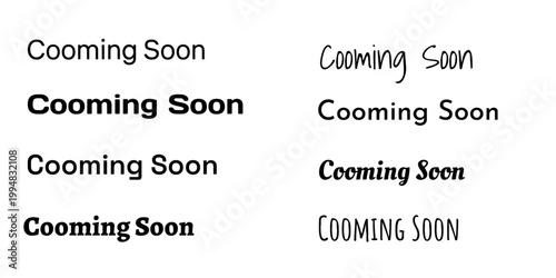 A collection of coming soon texts in various fonts.Coming soon texts for marketing descriptions and business needs.