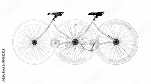 Three overlapping line drawing bikes face right, seat and wheel details visible