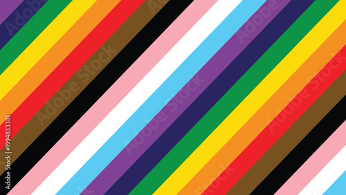 Pride Background with LGBTQ Inclusive Pride Flag Colours. Rainbow Stripes Wallpaper for LGBT Pride Month. Vector Illustration.
