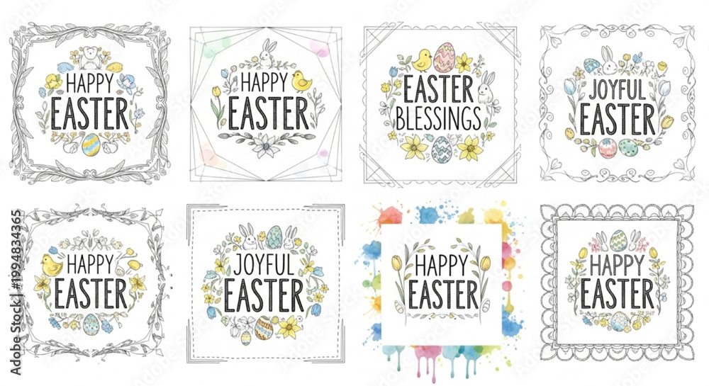Obraz premium Easter Greeting Typography with Blended Pencil and Pastel Sketch – Spring Holiday Design