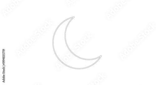 Minimalist crescent moon outline on a clean white background, simple celestial symbol