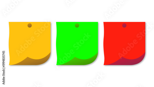 Vector illustration of a colorful set of blank sticky notes and paper stickers for office business memos and reminder labels on a design board