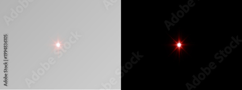 Foto small red starburst lens flare with realistic optical rays and glowing light eff