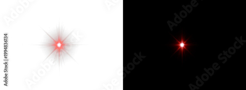 Photos small red starburst lens flare with realistic optical rays and glowing light eff