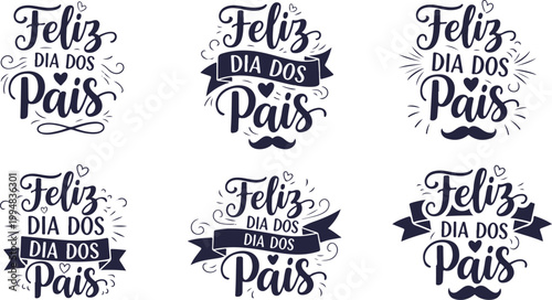 Feliz dia dos pais calligraphy designs happy father's day greetings